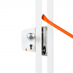 Locinox LEKQU4 Electrical Industrial Swing Gate Lock Installed With SHKL Security Keeper - White Finish