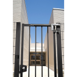 Locinox LEKQU4 Electrical Industrial Swing Gate Lock Installed at School