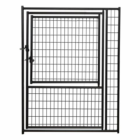 Jewett-Cameron Lucky Dog Black Welded Wire Kennel Panels with Gate in Gate - 6' High