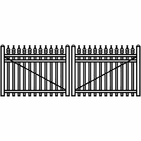 Jerith Industrial Aluminum Double Driveway Gate - Style #I111 w/Finials