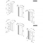 Locinox MAG2500 and MAG5000 Electromagnetic Locks with Handles Dimensions