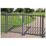 Locinox KEYDROP - Locking Drop Bolts with Cylinder Installed on Double Ornamental Metal Swing Gate