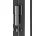 Locinox Tiger Compact Hinge and Hydraulic Gate Closer Set Installed on Post - Silver Finish