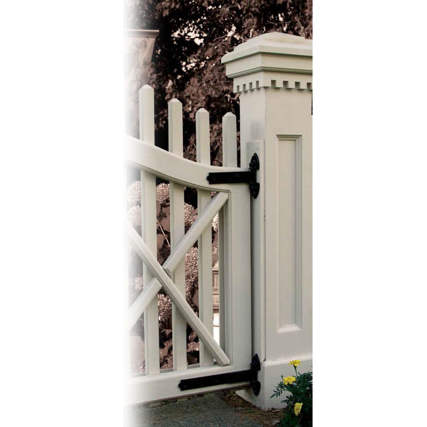 NULTRUMA Heavy-Duty Gate Hardware Set – 2 Self-Closing Latches + 4 T-Hinges (6") For Vinyl, Wood & Metal Fences