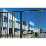 Locinox H-METAL Hybrid Lock for Wood, Metal, or PVC Gates Installed on Ornamental Metal Gate