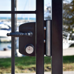 Locinox Surface Mounted 'US' Mortise Cylinder Gate Lock (LUKYJ5) on Gate - Locked