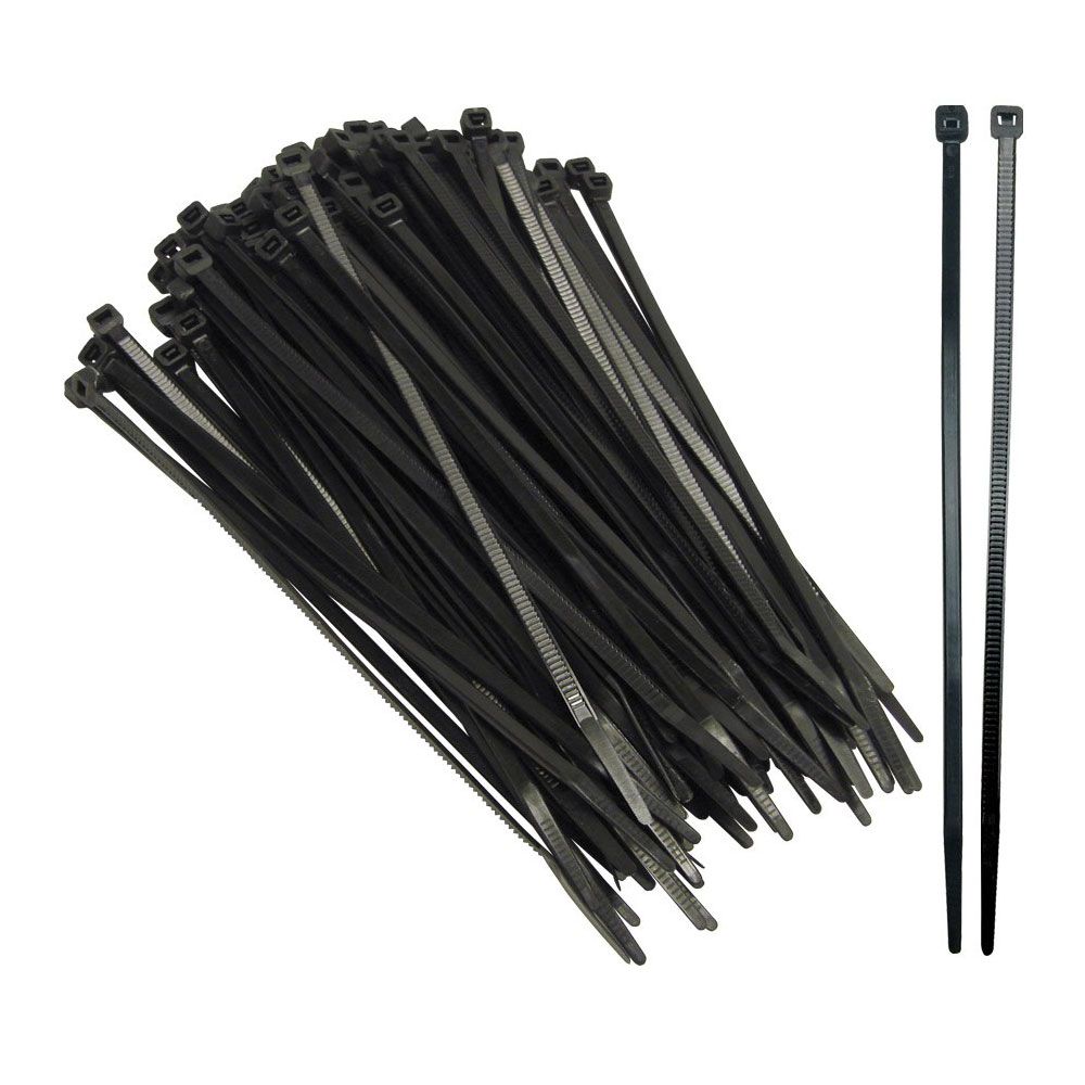100/Bag 50 lb Tensile Strength Black Xtreme Temp Cable Ties 8 in 