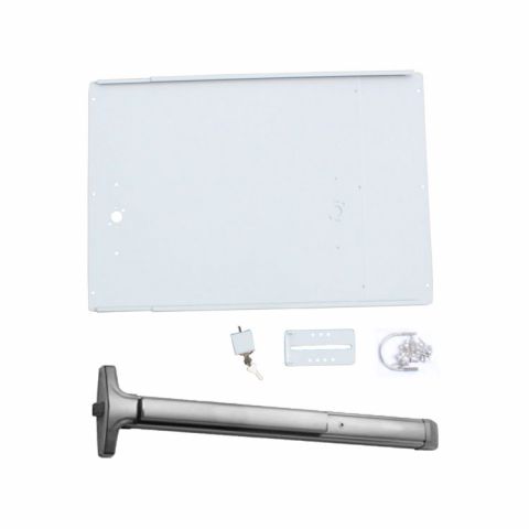 DAC Industries Premium Panic Bar Kit for Gates (With Lock Box) - Detex Advantex Stainless Steel Bar