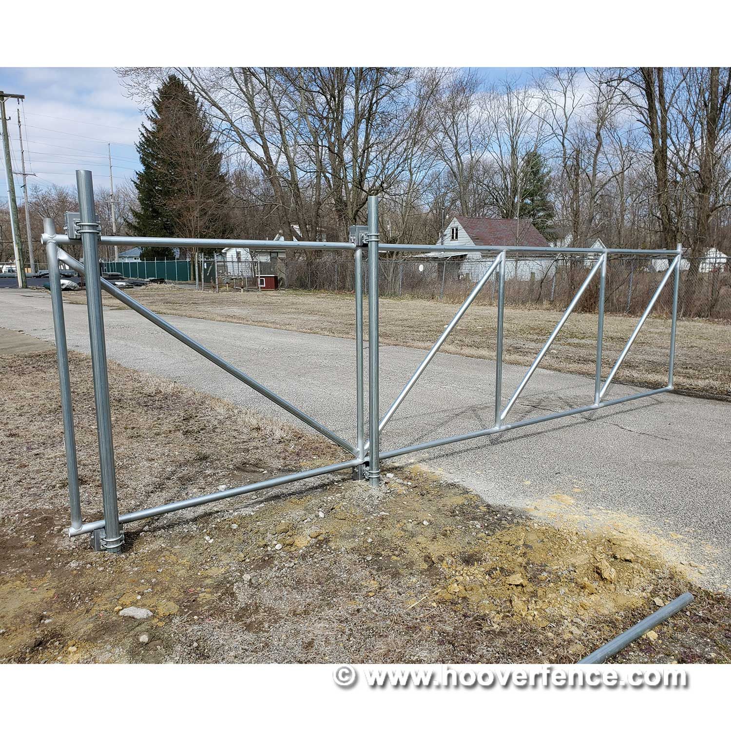 Hoover Fence Residential Chain Link Sliding Cantilever Gates Galvanized,  Black, Brown, or Green Hoover Fence Co.