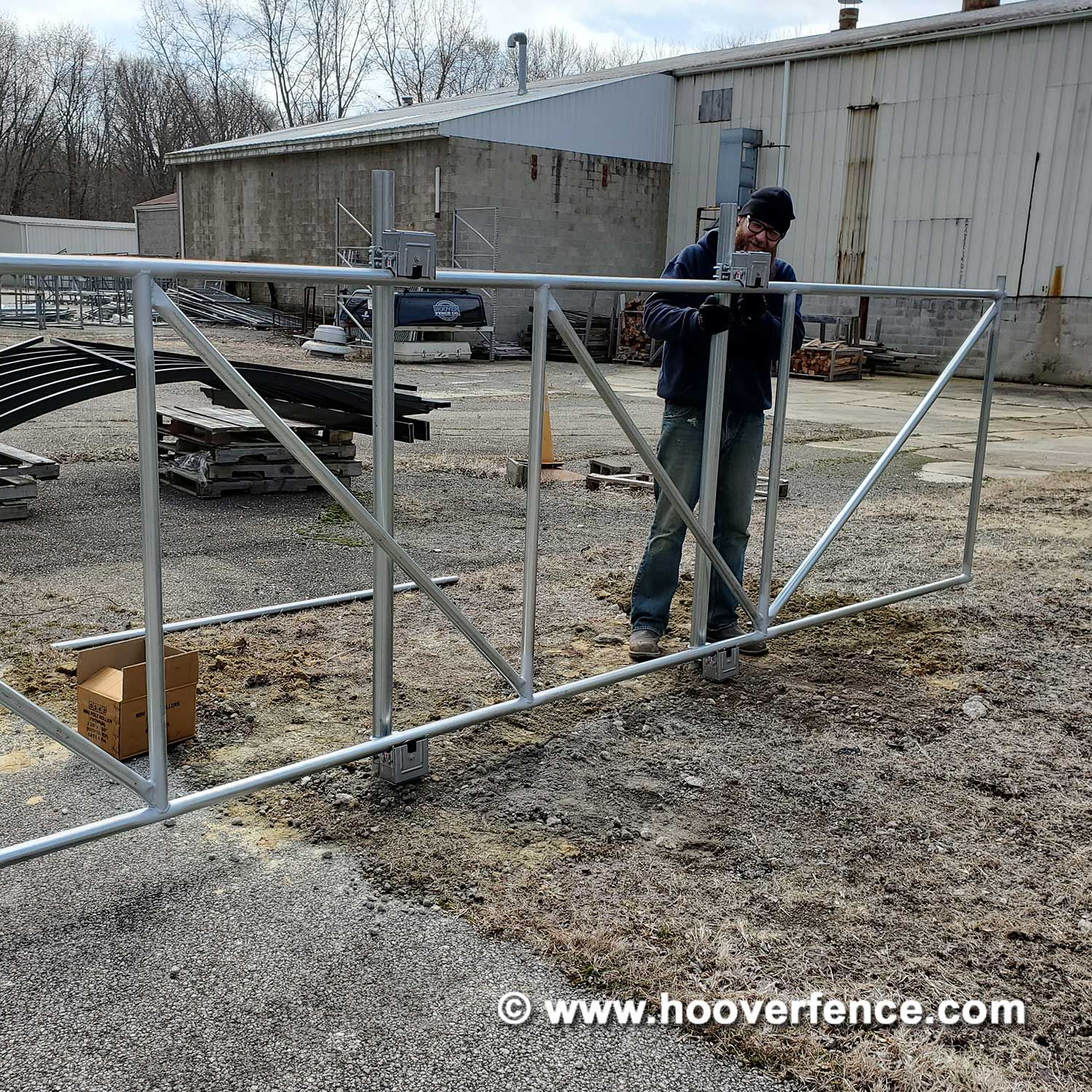 Hoover Fence Residential Chain Link Sliding Cantilever Gates Galvanized,  Black, Brown, or Green Hoover Fence Co.