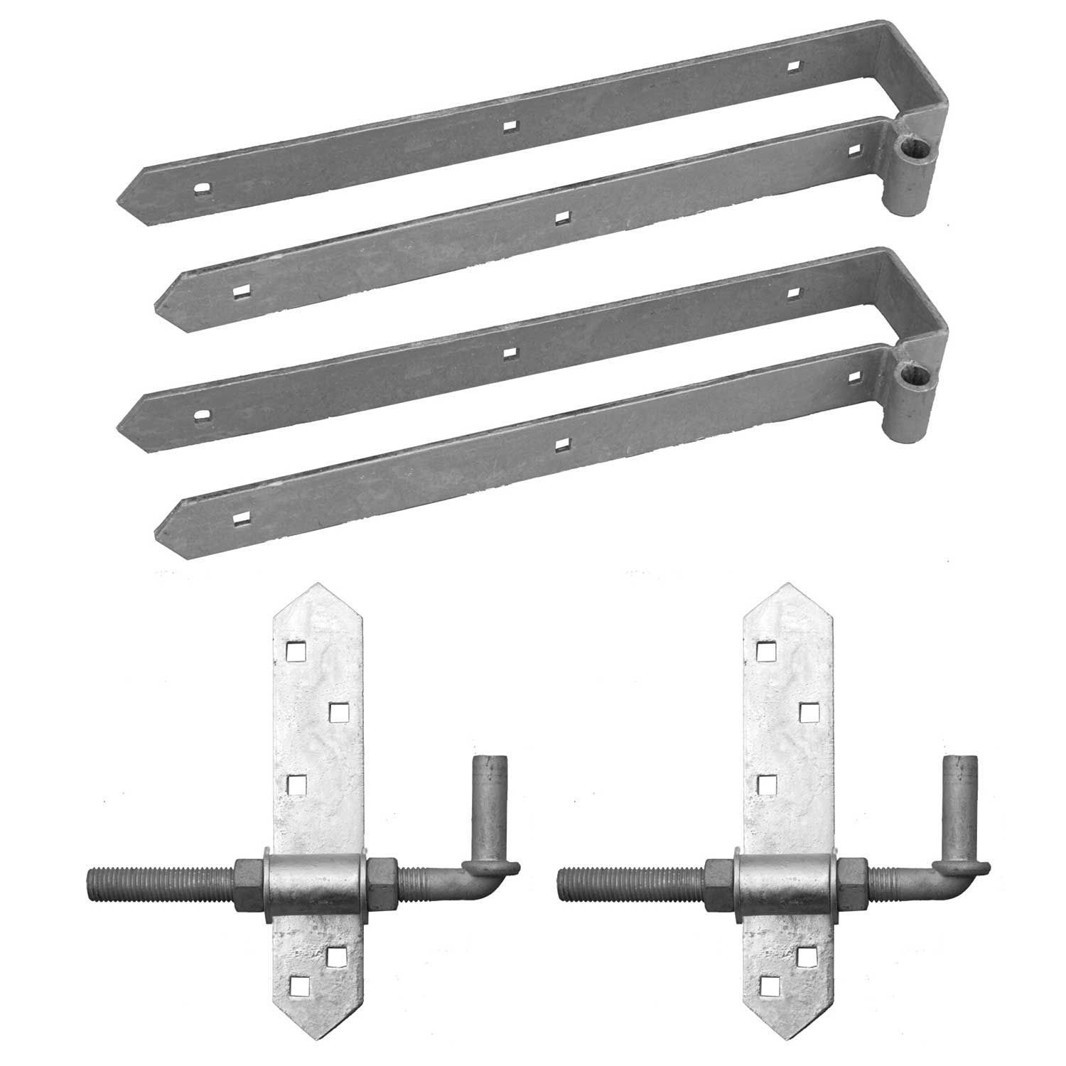 Heavy Duty 18 Hinge for Field Gates Galvanised Double Strap Farm Gate Hinge Set Driveways & Stables
