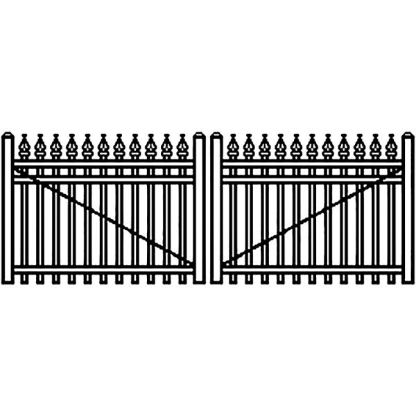 Jerith Industrial Aluminum Double Driveway Gate - Style #I111 w/Finials