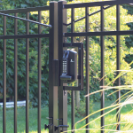 Borglocks Keypad Combination Lock for Metal Swing Gates Installed on Bronze Gate