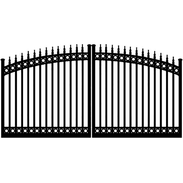 Ideal #8610 Aluminum Double Swing Estate Gate, with Finials and Top & Bottom Rings