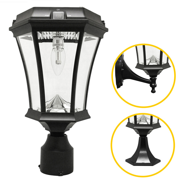 Gama Sonic Victorian Bulb Solar Lamp with 3 Mounting Options - Uses GS Solar LED Light Bulb