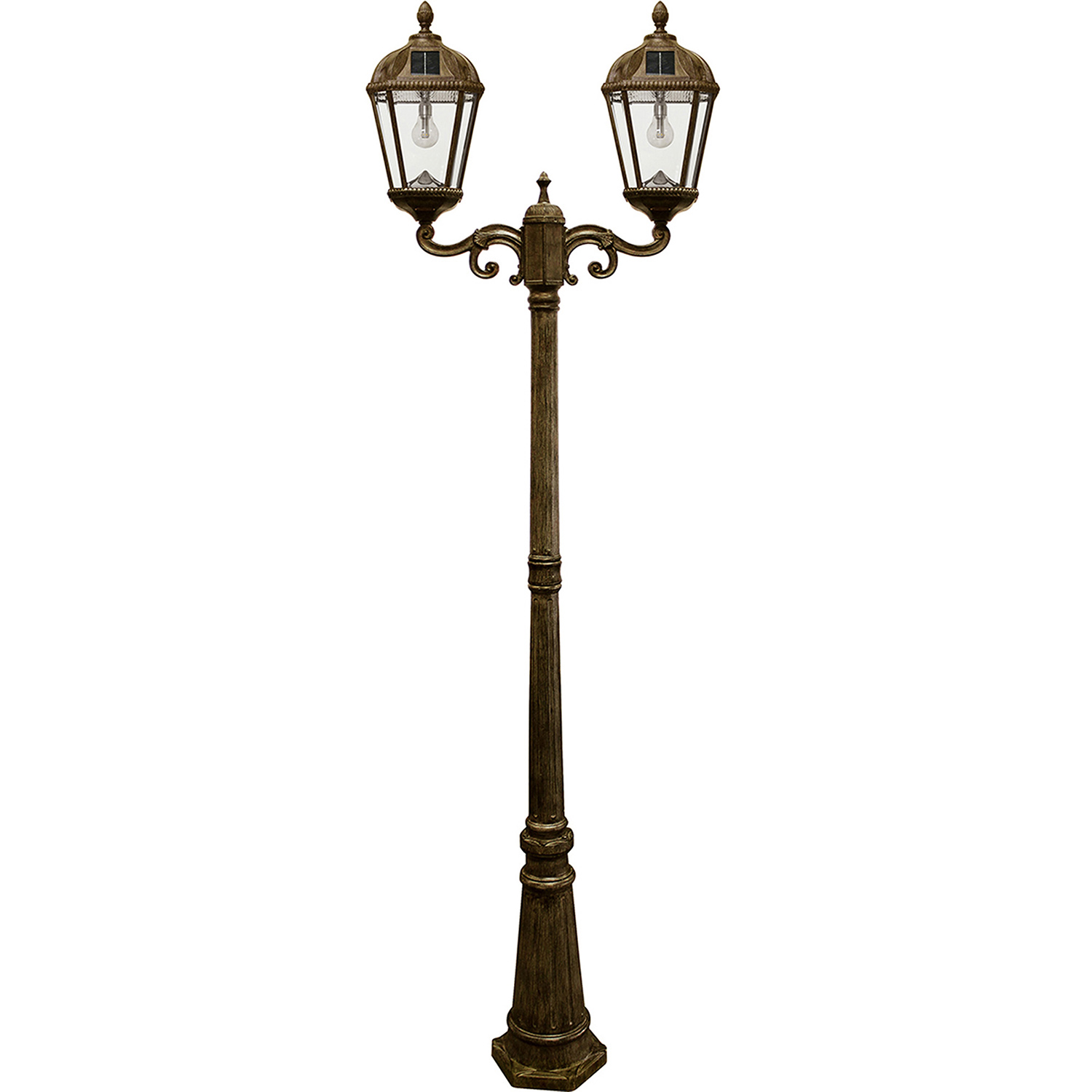 Gama Sonic Royal Bulb Double Solar Lamp with Post - Uses GS Solar LED Light  Bulb - Weathered Bronze | Hoover Fence Co.