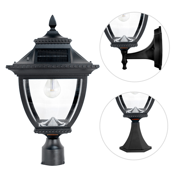 Gama Sonic Pagoda Bulb Solar Lamp – Wall/Pier/3" Fitter Mount (GS-104B-FPW)