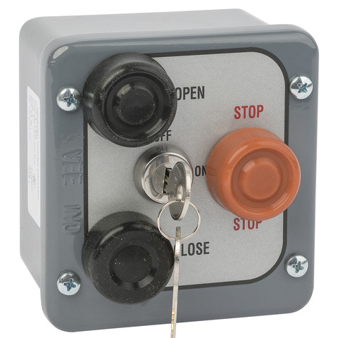 Exterior 3-button station with lockout, open-close-stop