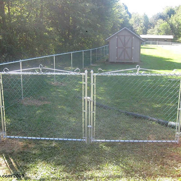 Hoover Fence Residential Chain Link Fence Double Swing Gates - 1-3/8" Galvanized Frame