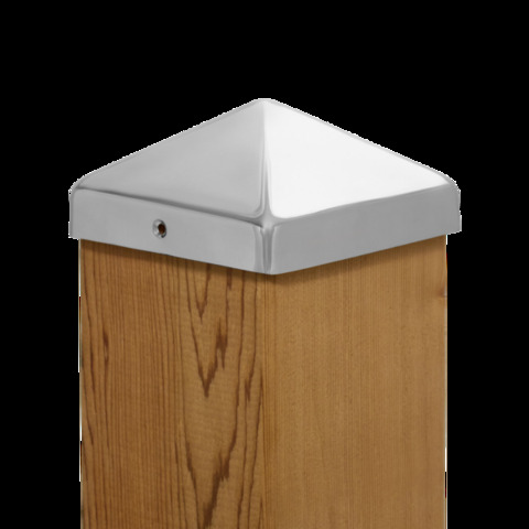 Captiva Stainless Steel Pyramid Post Caps for Wood Posts 