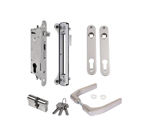 Locinox FiftyLock Stainless Steel Mortise Lock Kits - Includes Lock, Keep, Cover Plate, Handles, and Cylinder
