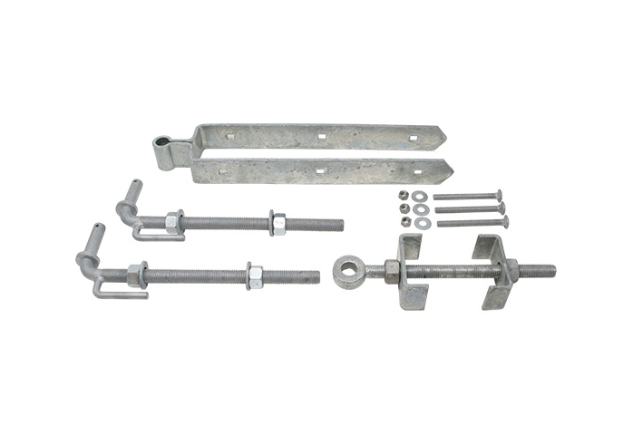 Snug Cottage Hardware Heavy Duty Central Eye Double Strap Hinge Hardware Sets - 3" Thick Gates - Includes 13" Adjustable Pins