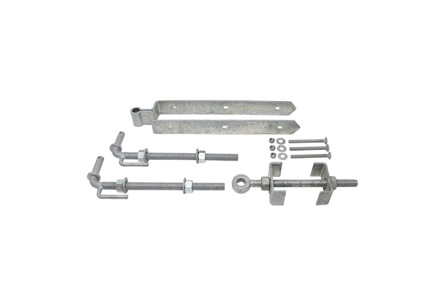 Snug Cottage Hardware Heavy Duty Central Eye Double Strap Hinge Hardware Sets - 3" Thick Gates - Includes 13" Adjustable Pins