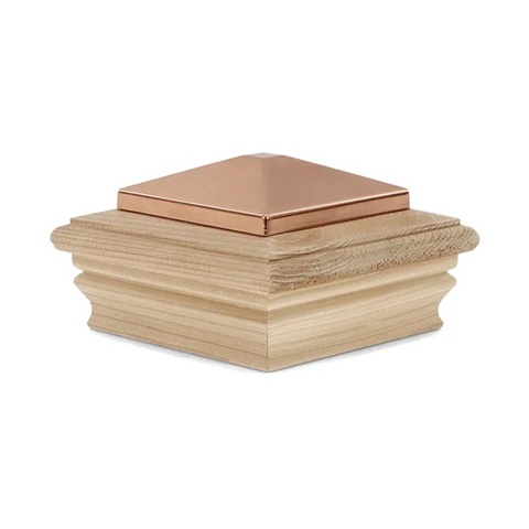 Newport Copper High Top Post Caps for Wood Posts