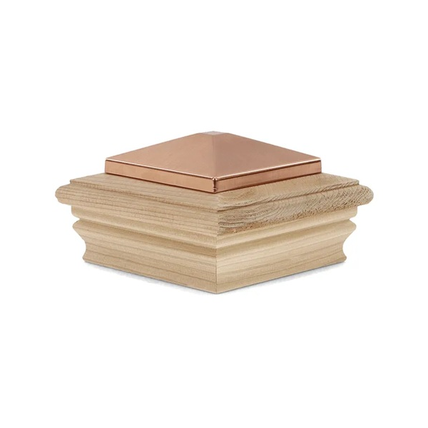 Newport Copper High Top Post Caps for Wood Posts