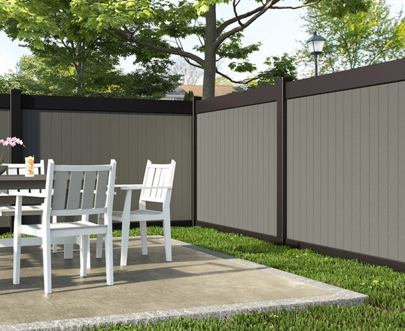 Superior Cambridge Vinyl Two-Tone Deco Rail Privacy Fence