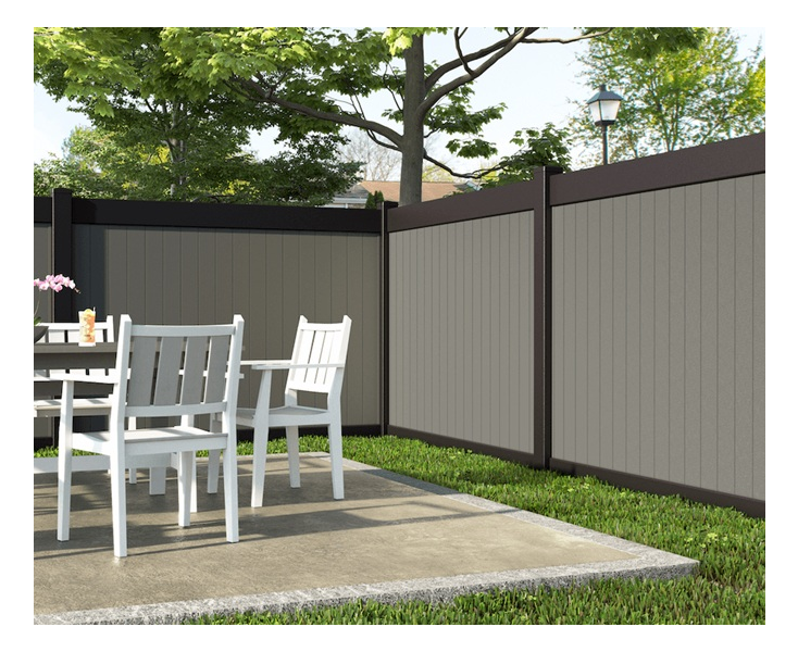 Superior Cambridge Vinyl Two-Tone Deco Rail Privacy Fence