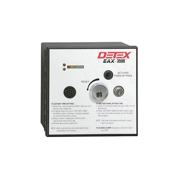 Detex KIT - Flush Mount Hardwired AC/DC w/Battery Backup Exit Alarm EAX-3500FK - Includes Flush Kit, Door Contacts and Transformer