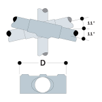 Kee Klamp Type 89 Steel Pipe Fittings - Two Socket Angle Crosses (KK-TYPE-89)