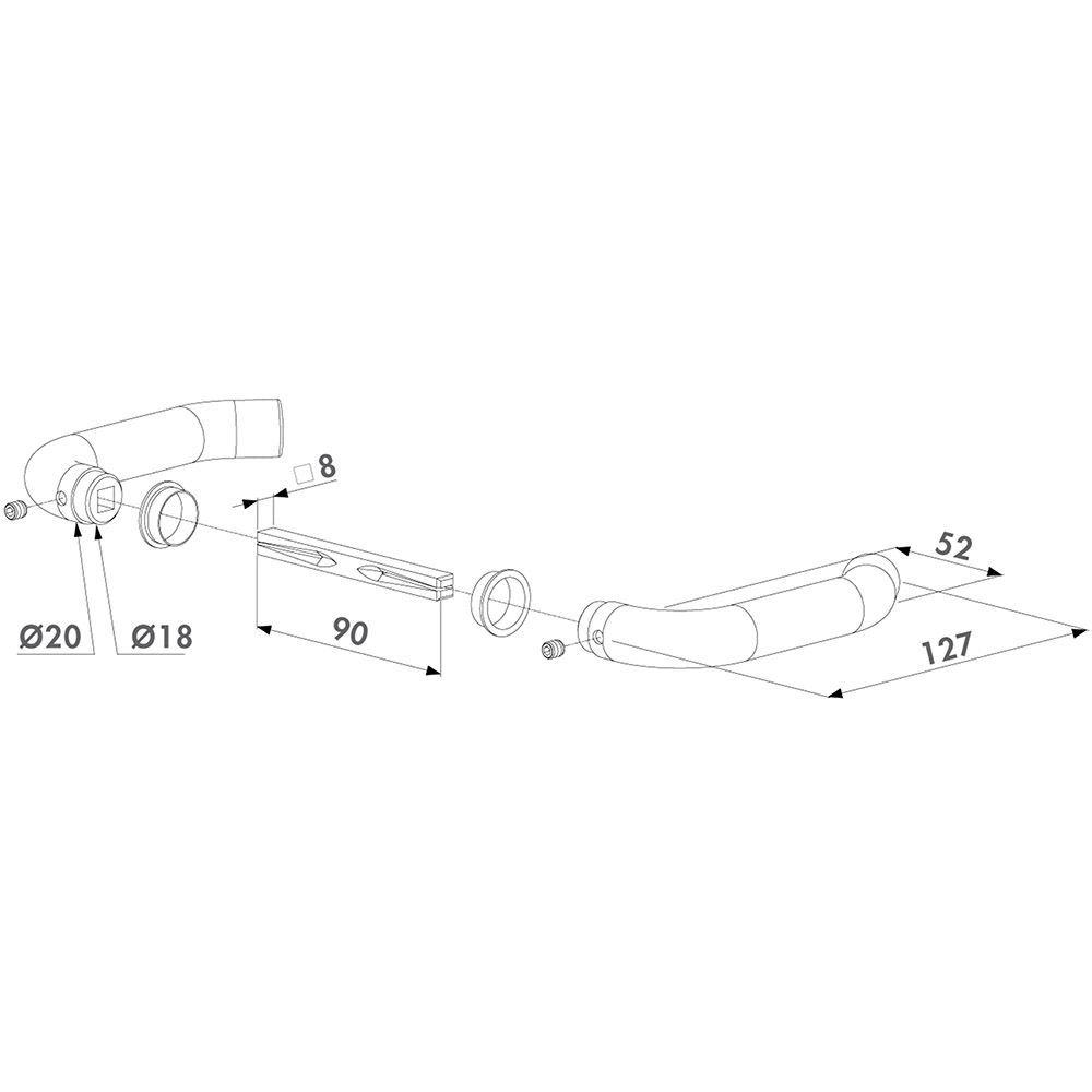 Locinox Full Handle Set (2) w/120mm Shaft - For 2-1/4
