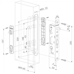 Locinox H-METAL Hybrid Lock for Wood, Metal, or PVC Gates Dimensional Drawing