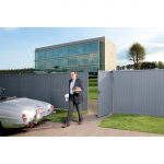 Locinox H-METAL Hybrid Lock for Wood, Metal, or PVC Gates Installed on Metal Privacy Gate