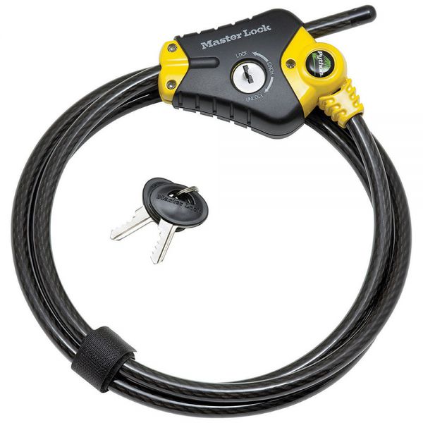 Master Lock 6' Long x 3/8" Diameter Python Adjustable Locking Cable Yellow and Black Keyed Alike