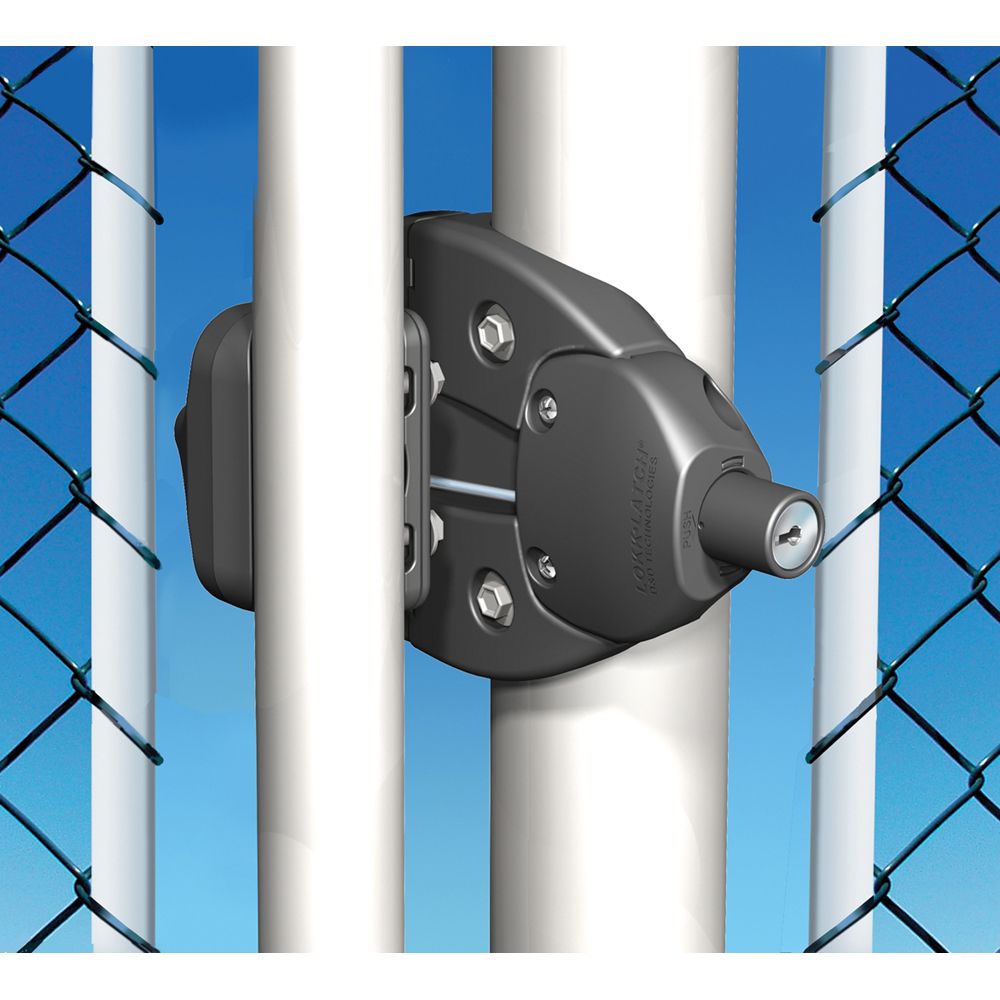 for Chain Link Fences D&D Technologies LLABRND Round Post LokkLatch with External Access Kit Black Locking Gate Gravity Latch Key Lockable on Both Sides of Gate