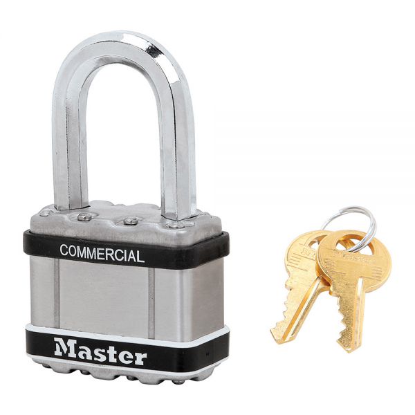 Master Lock 2" Commercial Magnum Laminated Steel Padlock with Stainless Steel Body Cover