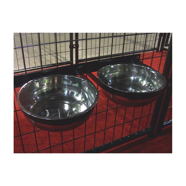 Jewett-Cameron Lucky Dog Stationary Bowl Holder w/2 Stainless Steel Bowls