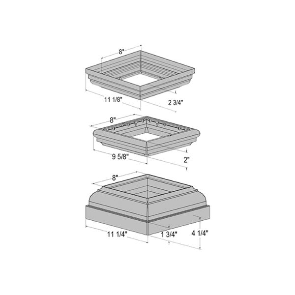 Superior Top/Bottom Bases and Center Trim for Square Column Post