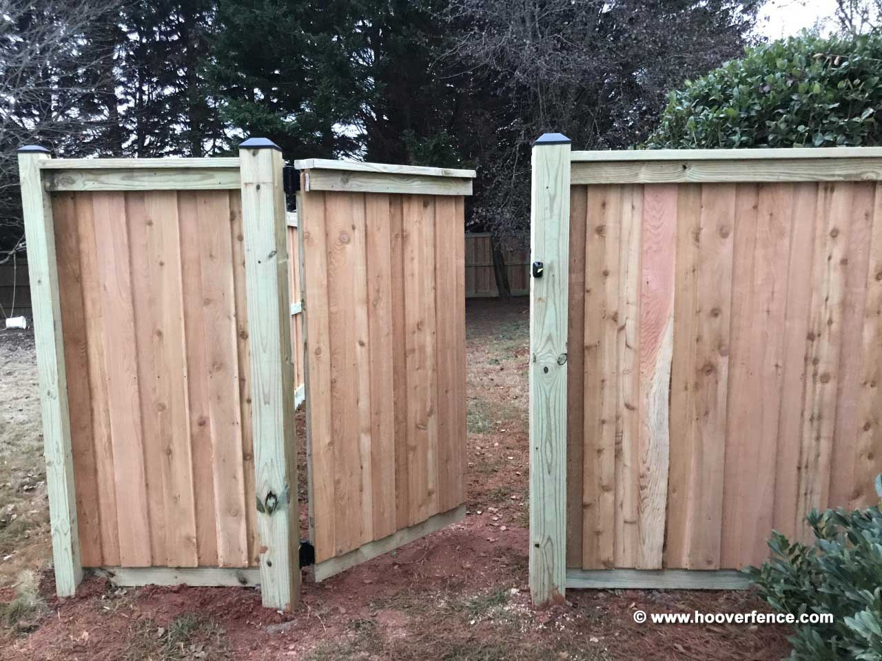 Customer Install - Custom Wood Fence Privacy Fence and Gates Hung with D&D Hardware - Simpsonville, SC
