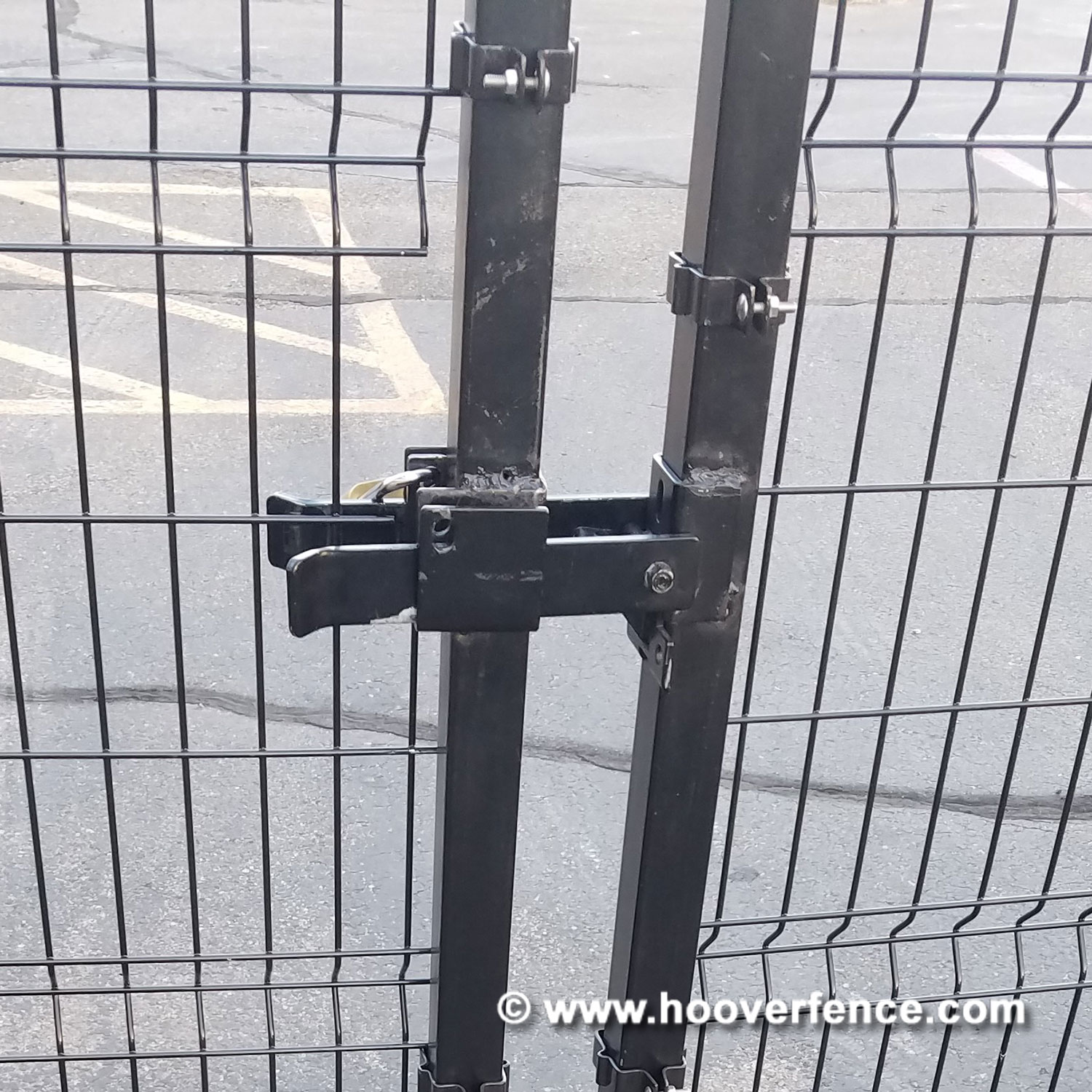 Customer Install - DAC-4090-B Latches Installed on Black Welded Wire Gates