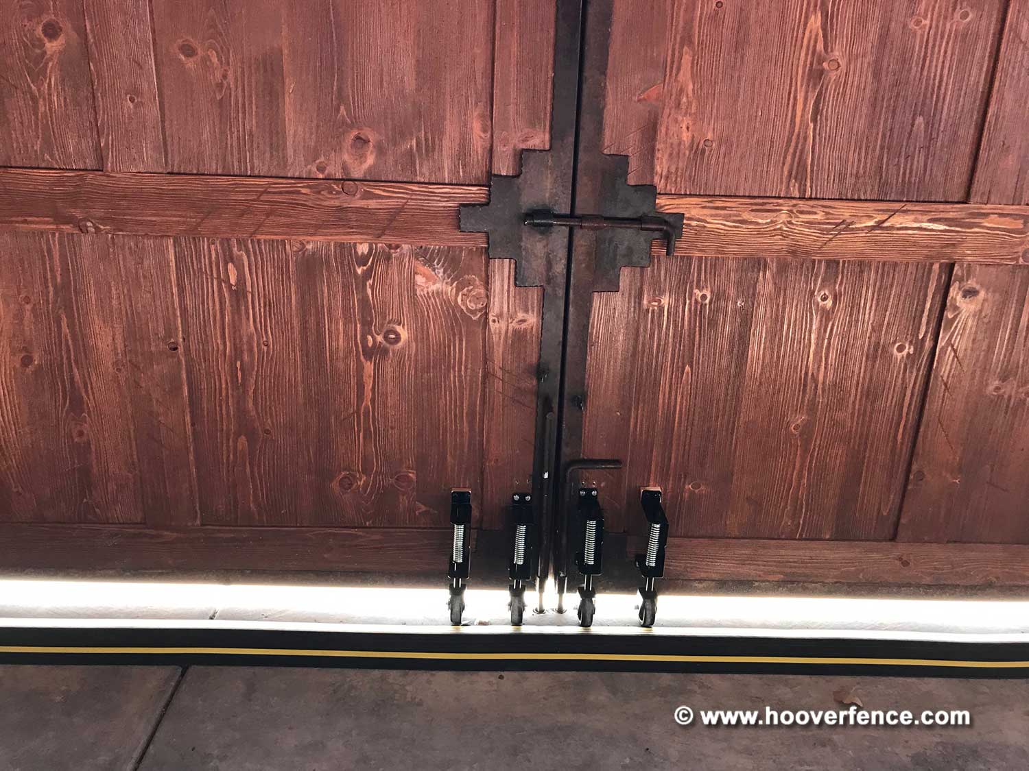 Customer Install - Huge Wood Drive Gate With Four GW2-BK Spring Loaded Gate Wheels