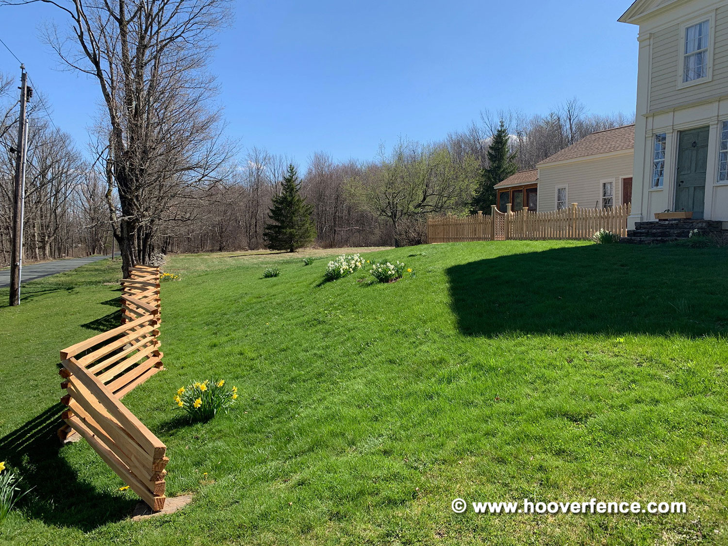 Customer Install - Western Red Cedar Stack Rail and Concave French Gothic Garden Fence - Sandisfield MA
