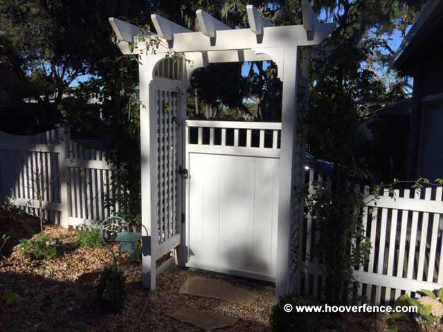 Customer Install - Wood Arbor, Gate, Fence, And Garden Installed with 8292-07SP and 4149-LDSP - Monterey, CA