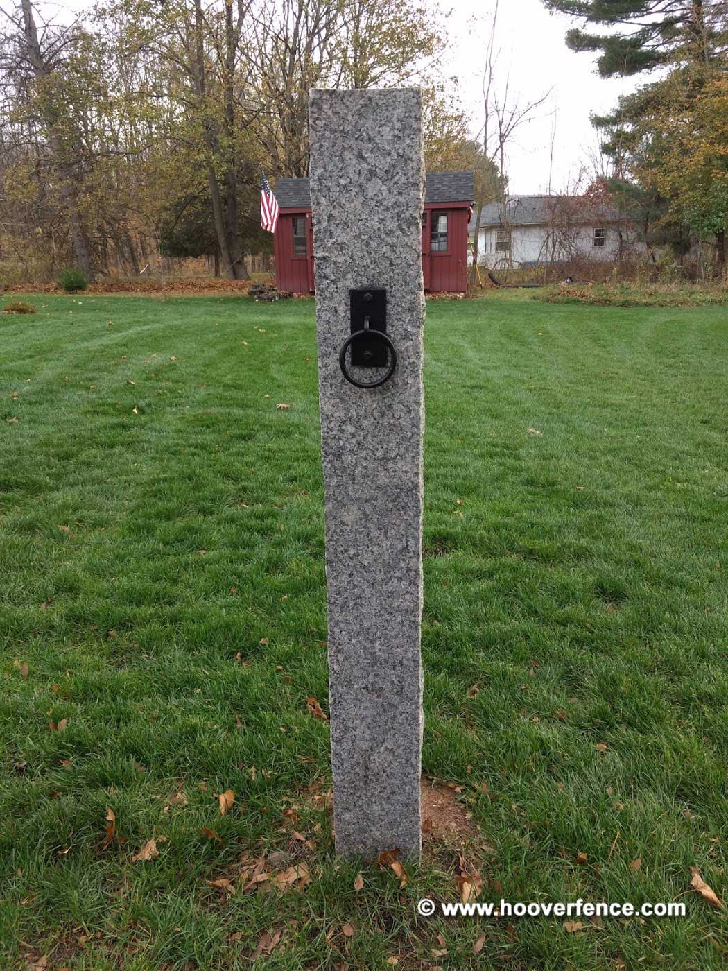 Customer Install - Snug Cottage 3900-00SP Hitching Post Ring on Plate Installed on Caledonian Granite Post