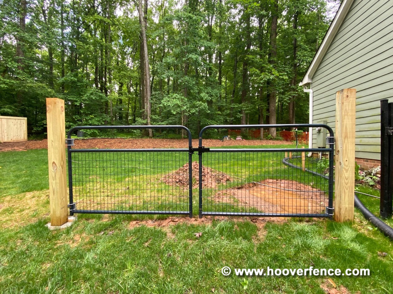 Customer Install - Double Wire Filled Tube Gates Installed with CL-CDL-BK Double Gate Latch - Youngsville, NC