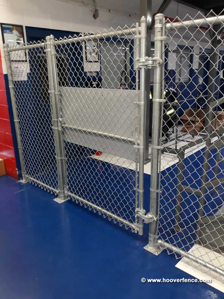 Customer Install - D-6040-S Deluxe Panic Bar Kit Mounted to Chain Link Fence in Warehouse