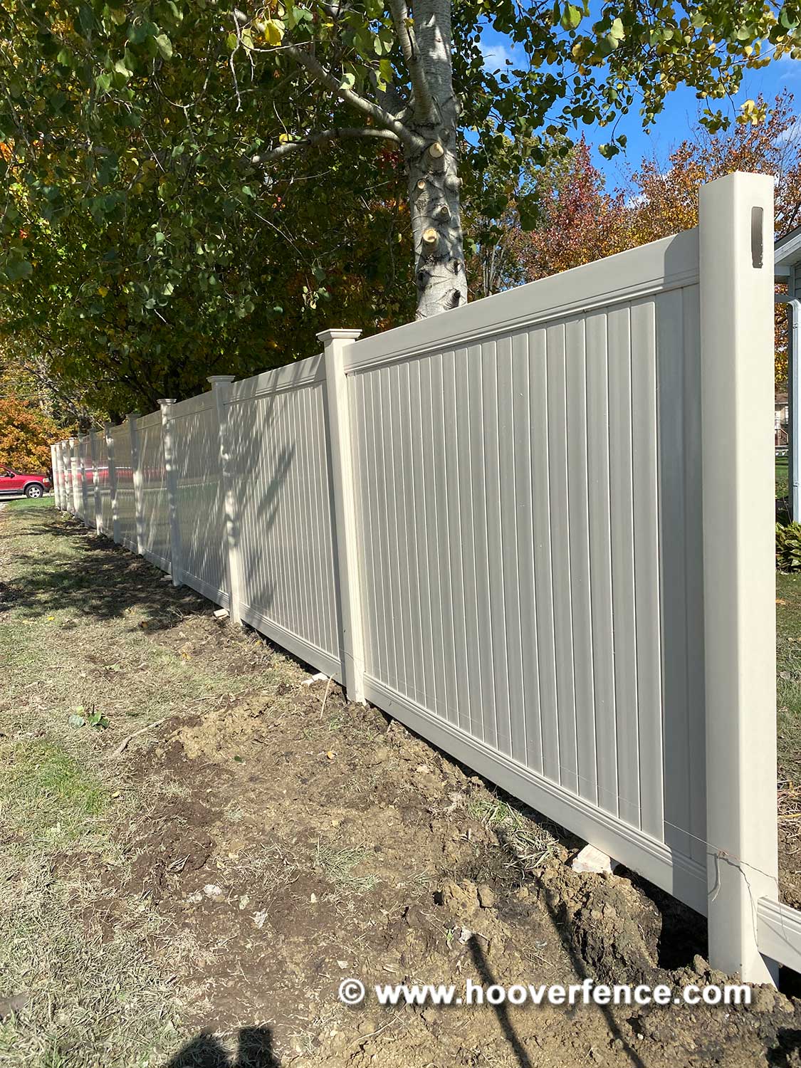 Hoover Fence Co Installation - 6'H Almond New Lexington Privacy Fence Installation - Ravenna, OH
